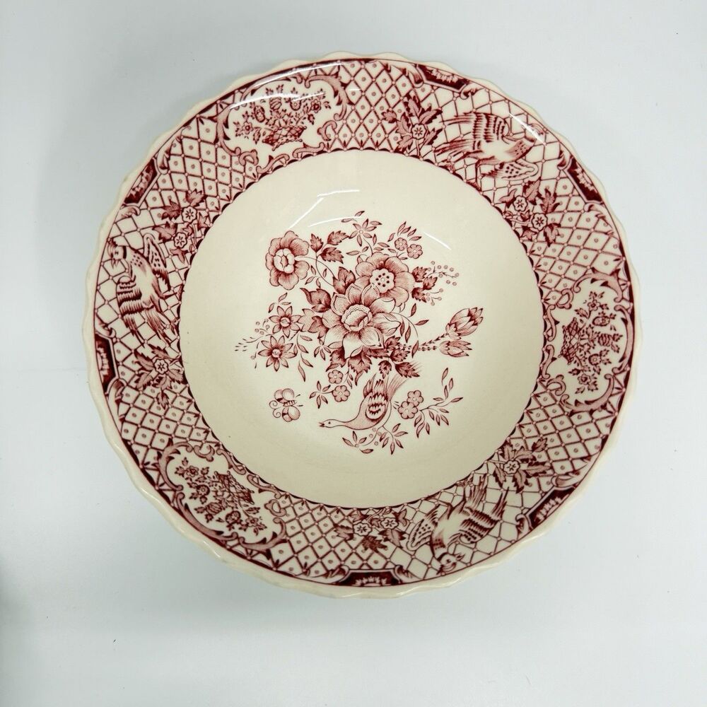 Vtg Mason’s Stratford Pink Red Ironstone Soup Cereal Bowl 6.25” England